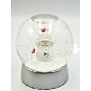 Snowman Joy Snow Globe Figurine – Cardinal Design – 5" Glass Dome